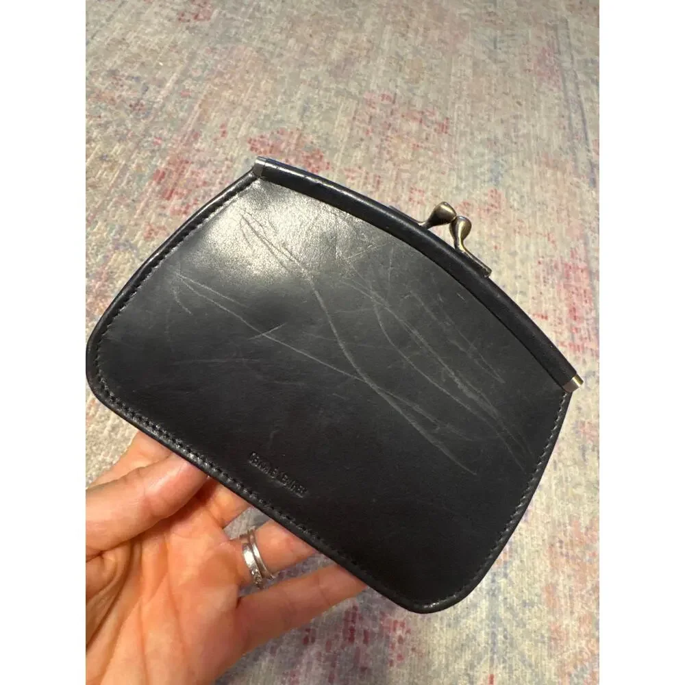 Fossil‎ Vintage Snakeskin Leather Kiss Lock Coin Purse Black